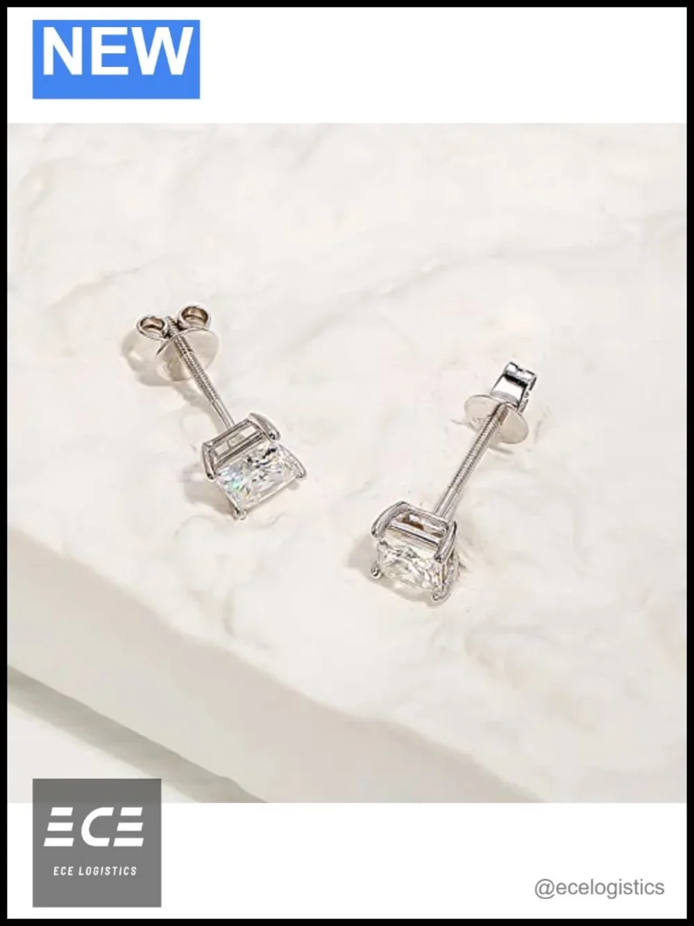 14k Solid White Gold Moissanite Stud Earrings 1.02cttw VVS Screw Back